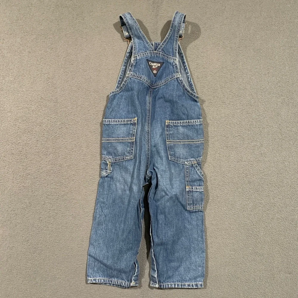 OshKosh B'gosh Vestbak Denim Overalls Toddler 24 Months Blue Carpenter Bibs